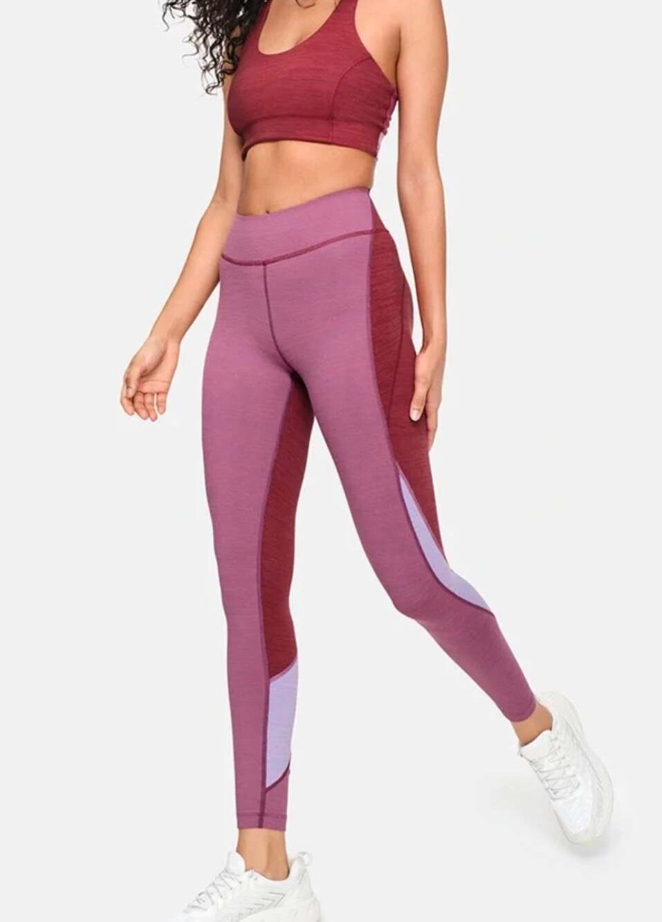 Outdoor Voices Colorblock Pink Red 7/8 Zoom Leggings Stretch Yoga Size S Small